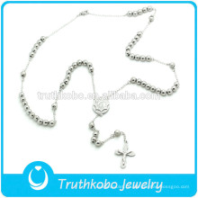 TKB-JN0035 Trendy Top-Qualität Edelstahl katholischen Rosenkranz Halskette Jungfrau Maria Kruzifix Gelassenheit Gebetskette